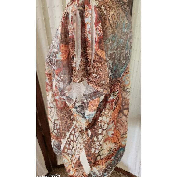 F86 One World 'live and let live' orange and brown with sparkly silver stud deco - Picture 9 of 11